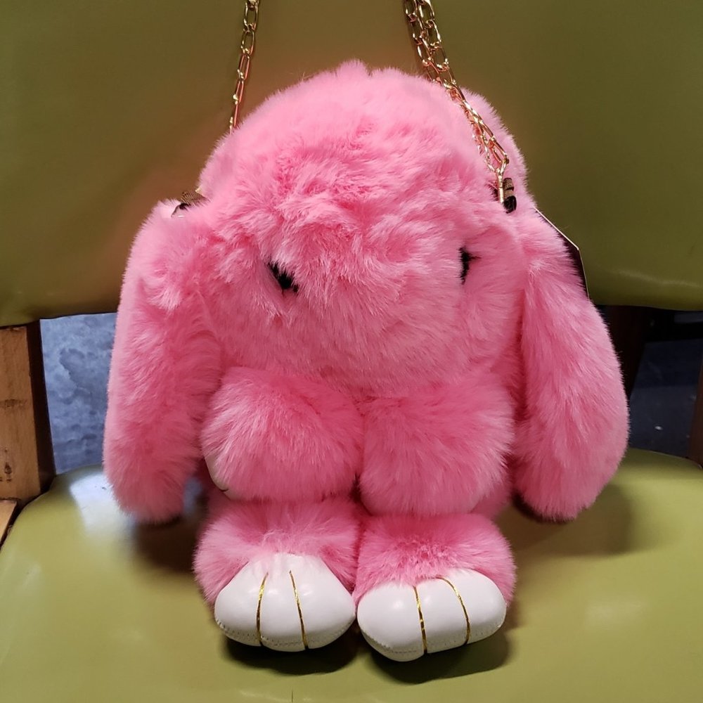 - Furry Bunny Plush Backpack 13"